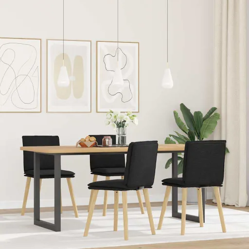 Cadeiras de Jantar   Tecido Preto (4 pcs)