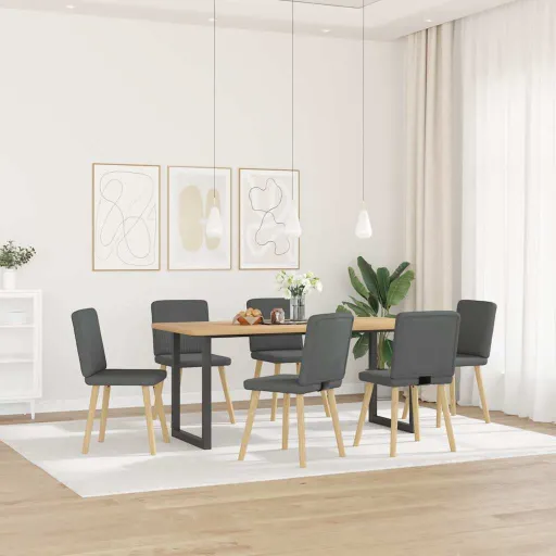 Cadeiras de Jantar   Tecido Cinzento-Escuro (6 pcs)