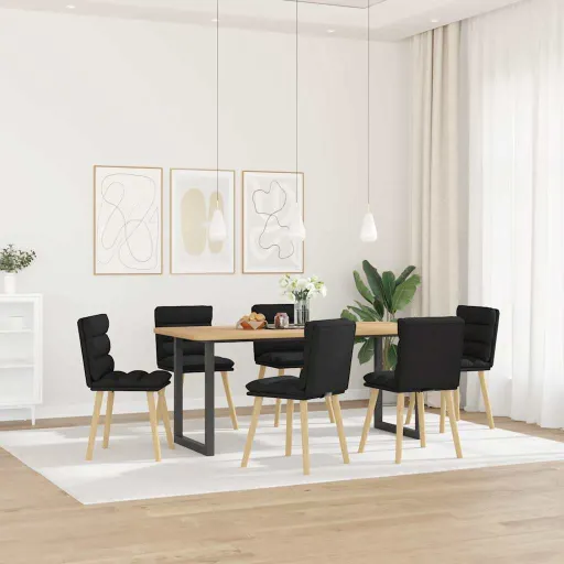 Cadeiras de Jantar   Tecido Preto (6 pcs)