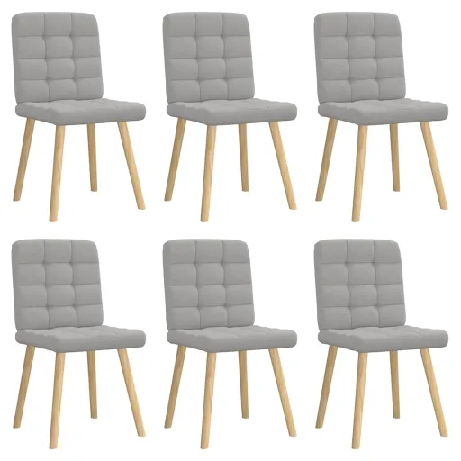 Cadeiras de Jantar   Tecido Cinza Nuvem (6 pcs)