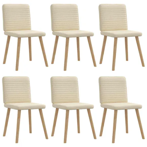Cadeiras de Jantar   Tecido Cor Creme (6 pcs)
