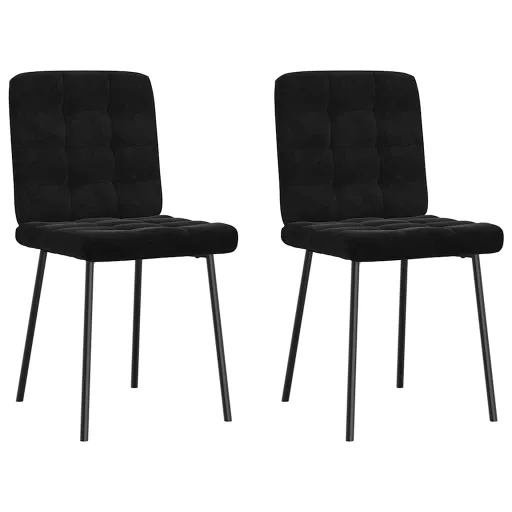 Cadeiras de Jantar   Veludo Preto (2 pcs)