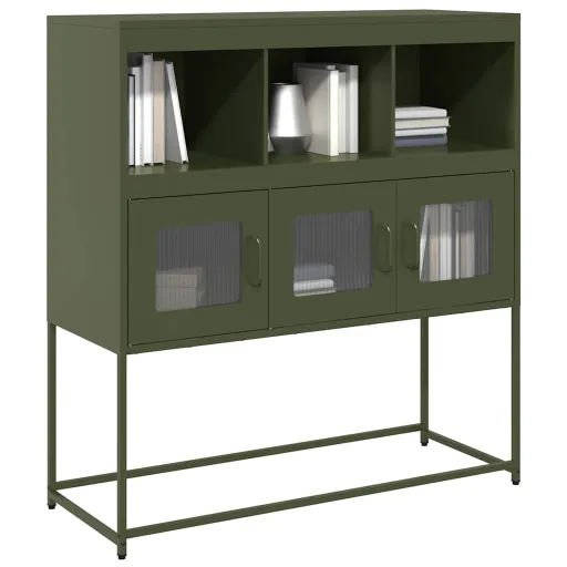 Aparador 100,5x39x107 cm Aço Laminado a Frio Verde-Azeitona