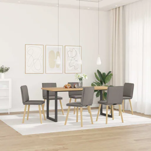 Cadeiras de Jantar   Tecido Cinzento-Acastanhado (6 pcs)