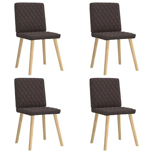 Cadeiras de Jantar   Tecido Castanho-Escuro (4 pcs)