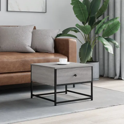 Mesa de Centro 51x51x40 cm Derivados de Madeira Cinza Sonoma
