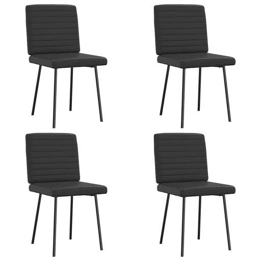 Cadeiras de Jantar   Couro Artificial Preto (4 pcs)