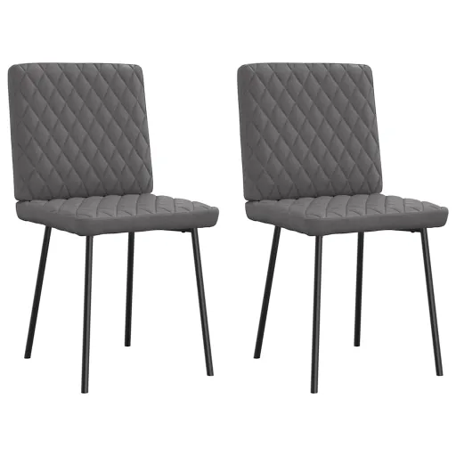 Cadeiras de Jantar   Couro Artificial Cinzento (2 pcs)