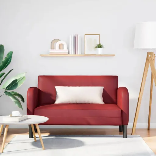 Sofá-Luvas 110 cm Couro Artificial Vermelho Tinto