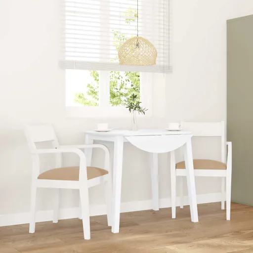 Cadeiras de Jantar com Almofadões   Madeira Maciça Branco (2 pcs)