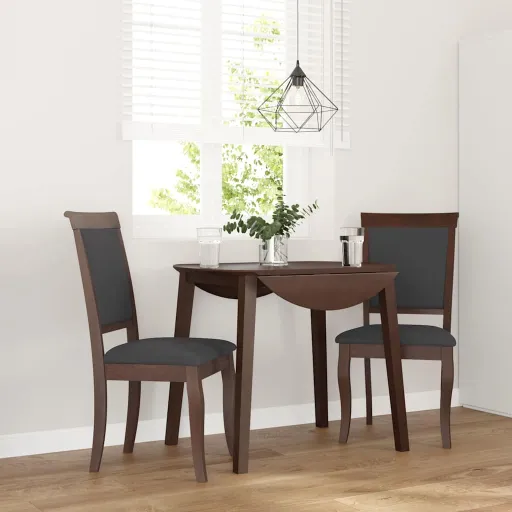 Cadeiras de Jantar com Almofadões   Madeira Maciça Castanho (2 pcs)