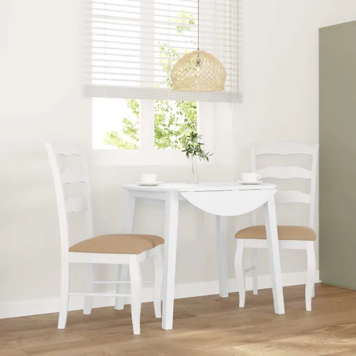Cadeiras de Jantar com Almofadões   Madeira Maciça Branco (2 pcs)