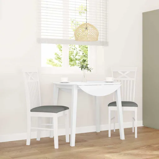 Cadeiras de Jantar com Almofadões   Madeira Maciça Branco (2 pcs)