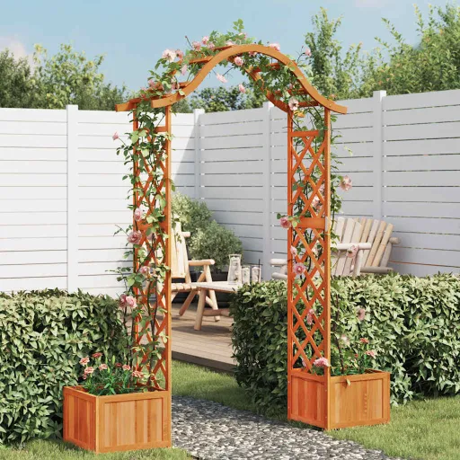 Pérgola de Jardim com Vasos Madeira de Abeto Maciça