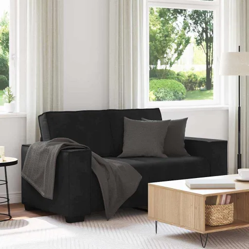 Sofá de 2 Lugares Veludo 160x78x84 cm Preto