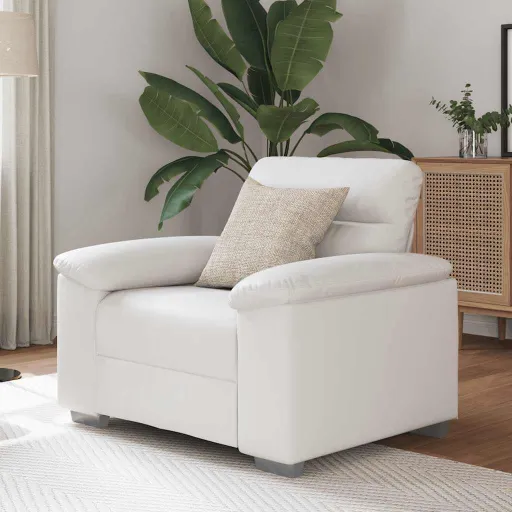Poltrona 100x81x84 cm Couro Artificial Branco
