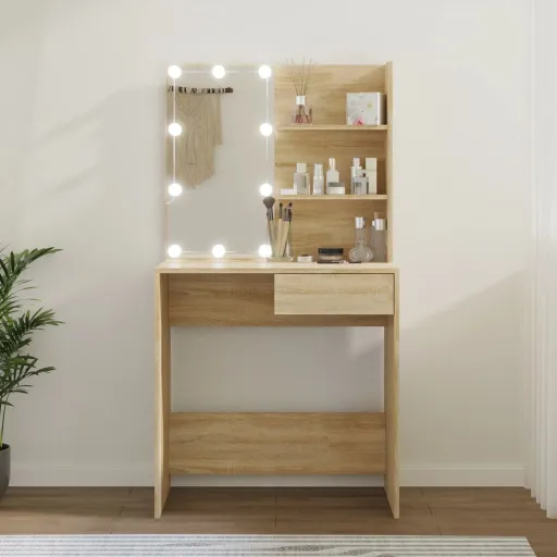 Toucador c/ LED 74,5x40x141cm Derivados Madeira Carvalho Sonoma