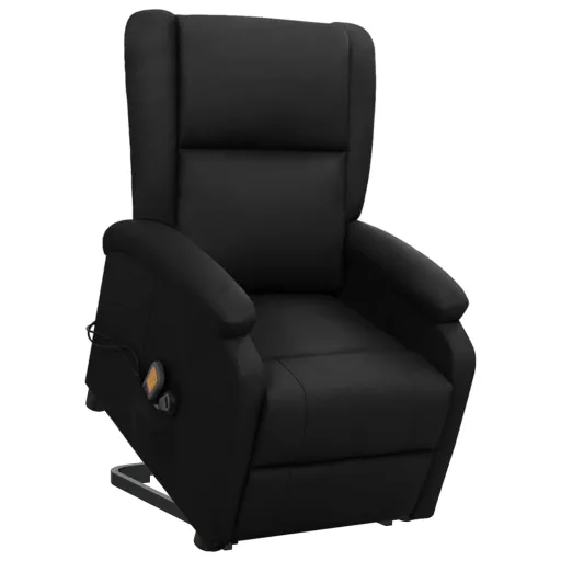Poltrona Massagens Elevatória Couro Artificial Preto