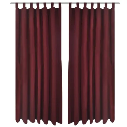 Cortinas de Cetim com Laços,  , Bordô, 140 x 245 cm (2 pcs)