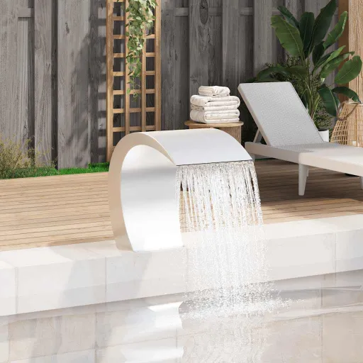 Fonte para Piscina Jardim Aço Inoxidável 45x30x60 cm