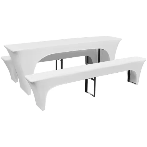 Conjunto 3 Capas para Mesa e Bancos de Bar, Branco 220 x 70 x 80 cm