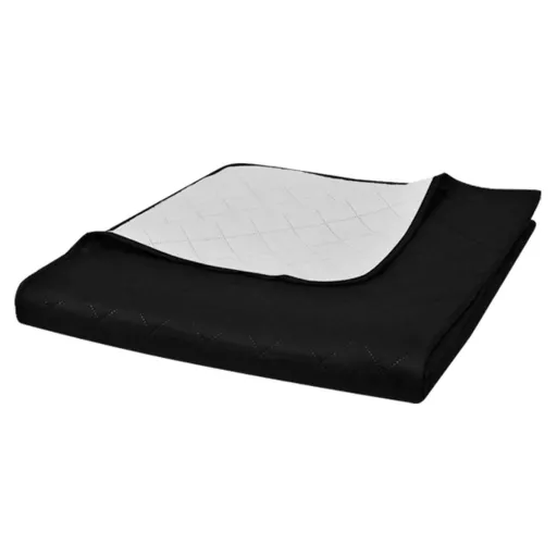 Colcha Dupla Face Acolchoada Preto/Branco 230 x 260 cm