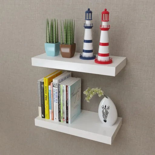 Prateleiras de Parede para Livros/DVD MDF Branco