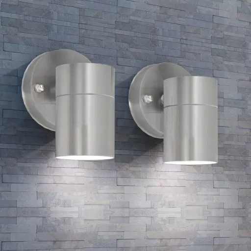 Candeeiros Parede Iluminação Inf. p/ Exterior   Aço Inox. (2 pcs)