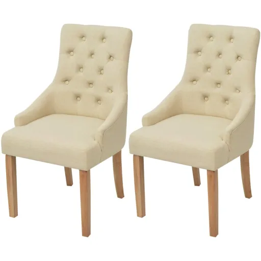 Cadeiras de Jantar   Tecido Cor Creme (2 pcs)