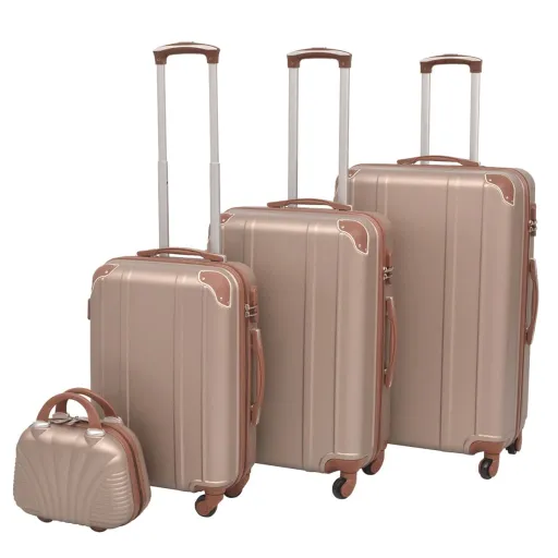 Conjunto de Tróleis em Estojo Rígido   Champanhe (4 pcs)