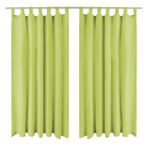 Cortinas de Cetim com Presilhas   140x245 cm Verde (2 pcs)