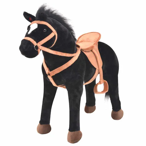 Cavalo de Peluche de Montar Preto