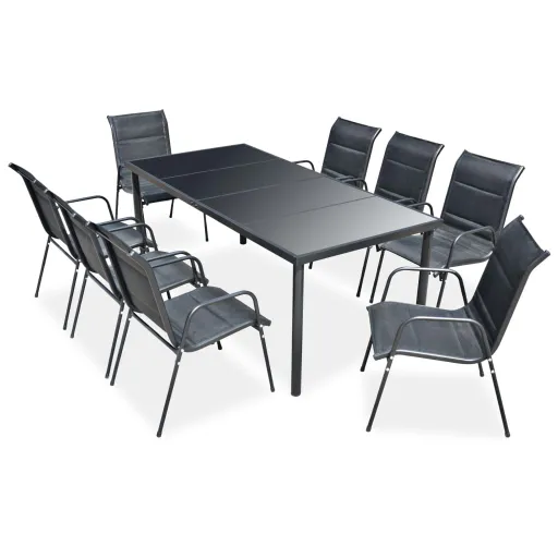 Conjunto de Jantar para Jardim   Preto (9 pcs)