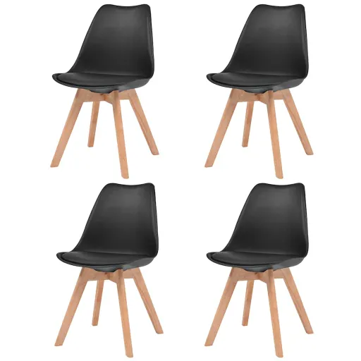 Cadeiras de Jantar   Plástico Preto (4 pcs)