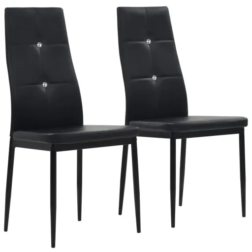 Cadeiras de Jantar   Couro Artificial Preto (2 pcs)