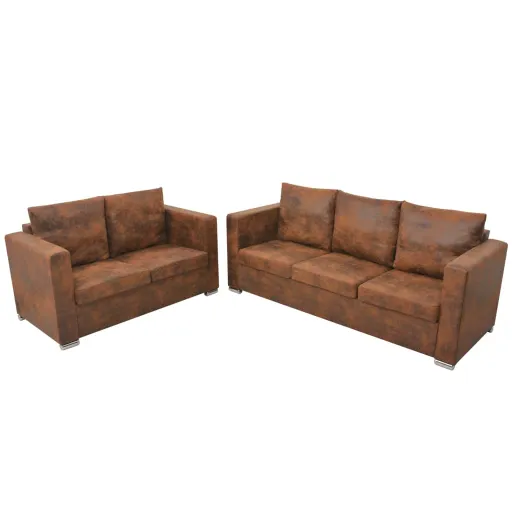 Conjunto de Sofás   Camurça Sintética (2 pcs)