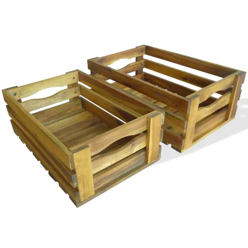 Conjunto de Caixas para Maçãs   Madeira de Acácia Maciça (2 pcs)