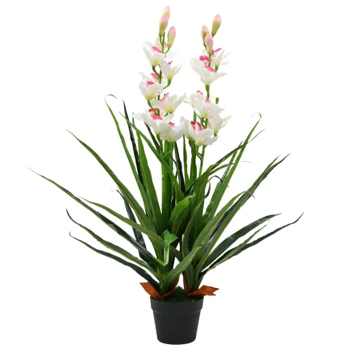 Planta Orquídea Cymbidium Artificial com Vaso 100 cm Verde