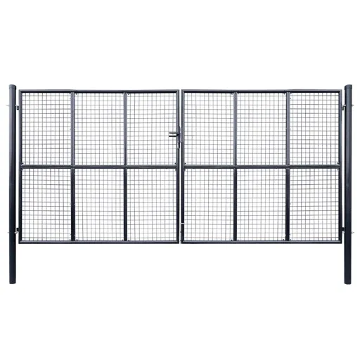 Portão de Jardim em Tela de Aço Galvanizado 400x175 cm Cinza