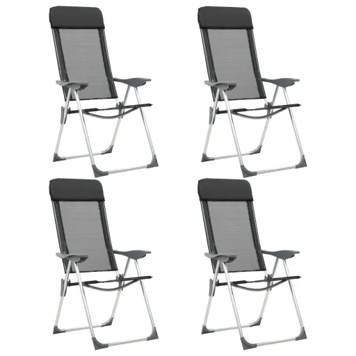 Cadeiras de Campismo Dobráveis   Alumínio Preto (4 pcs)
