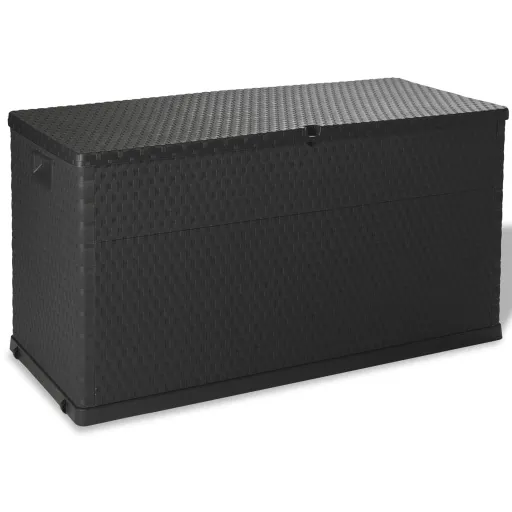 Móvel de Arrumação para Jardim 120x56x63 cm Vime PE Antracite