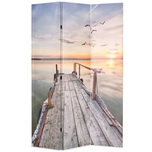 Biombo Dobrável com Estampa de Lago 120x170 cm