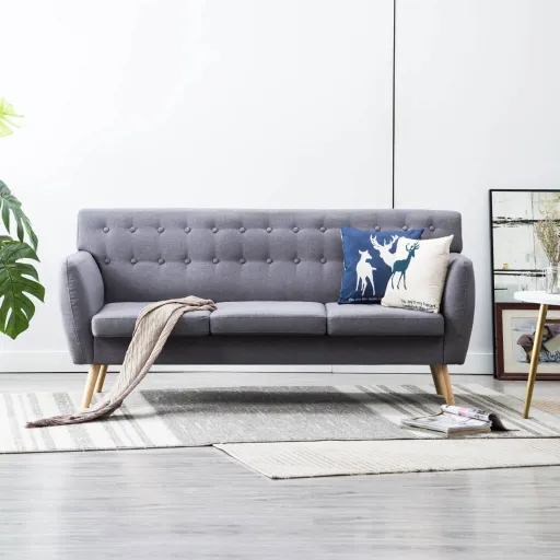 Sofá de 3 Lugares Estofos de Tecido 172x70x82 cm Cinzento Claro