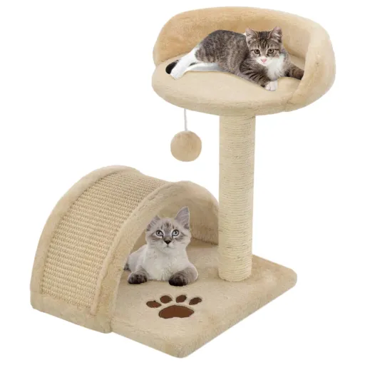 Árvore p/ Gatos c/Postes Arranhadores Sisal 40 cm Bege/Castanho