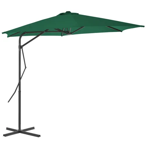 Guarda-Sol de Exterior com Poste de Aço 300 cm Verde
