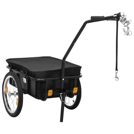 Reboque p/ Bicicleta/Carroça de Mão 155x60x83cm Aço Preto