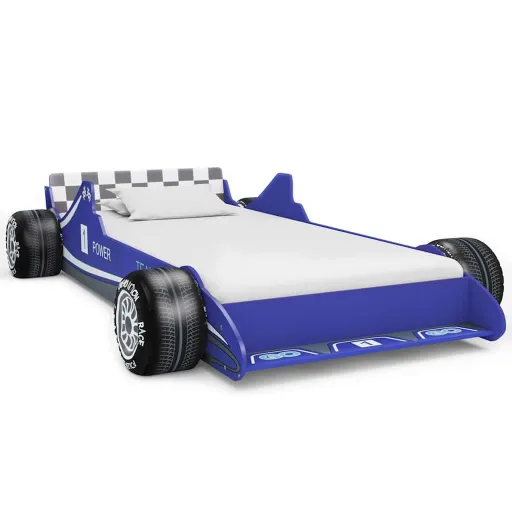 Cama Carro de Corrida para Crianças 90x200 cm Azul