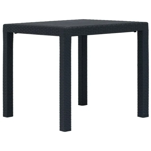 Mesa de Jardim 79x79x72 cm Plástico Antracite c/ Aspeto de Vime