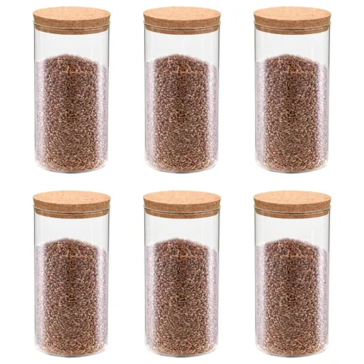 Frascos de Vidro com Tampas de Cortiça   1100 ml (6 pcs)