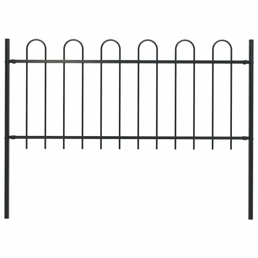 Cerca de Jardim com Arco Superior em Aço 181x80 cm Preta